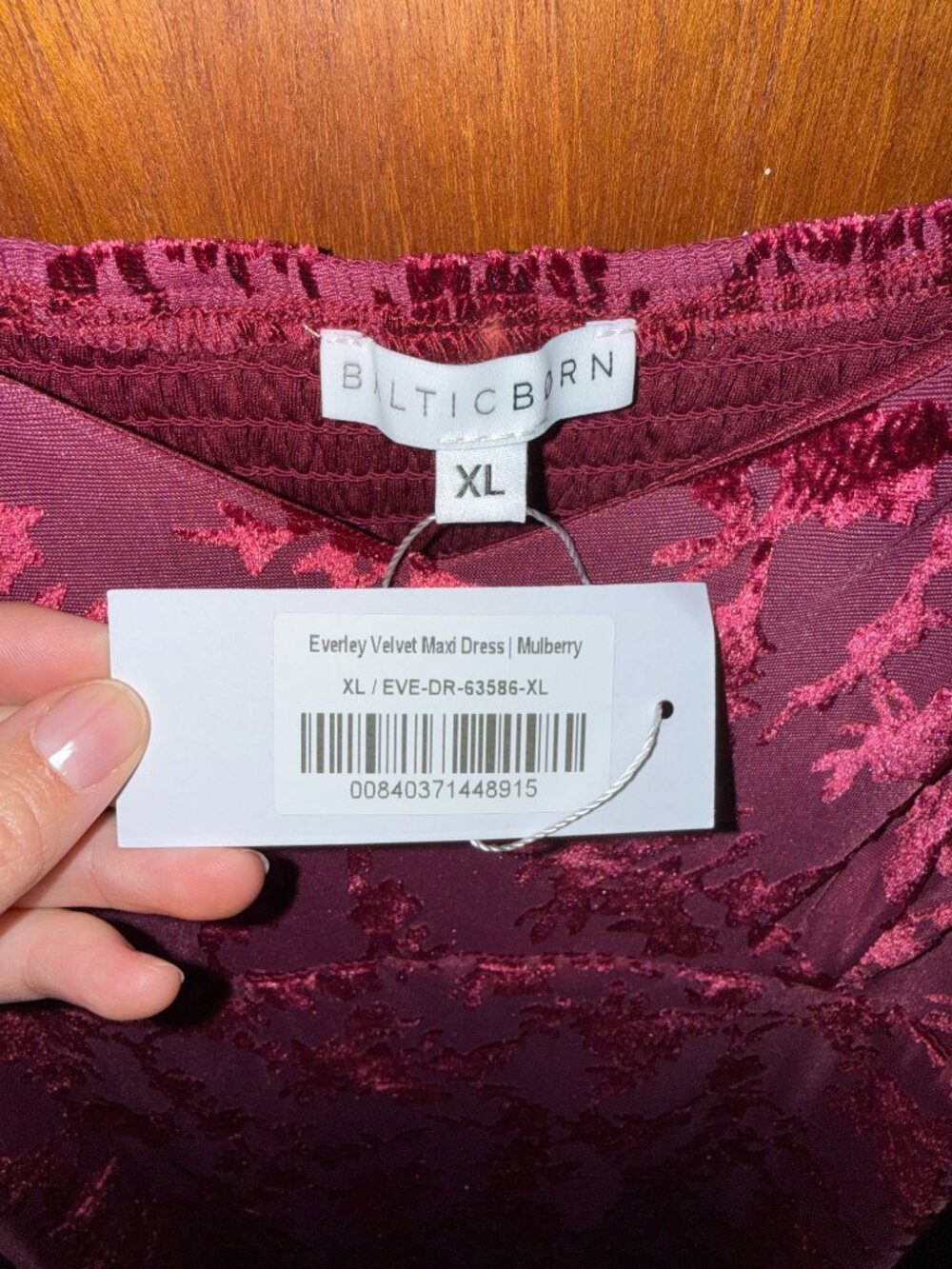 NWT Baltic Born Everley Velvet Maxi Dress in Mulberry - Picture 4 of 4